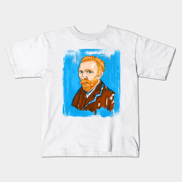 Post-Impressionist Style Bearded Van Gogh Portrait Illustration Kids T-Shirt by denizko