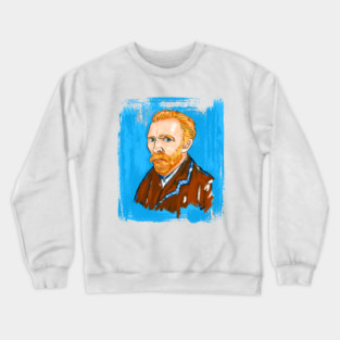Post-Impressionist Style Bearded Van Gogh Portrait Illustration Crewneck Sweatshirt