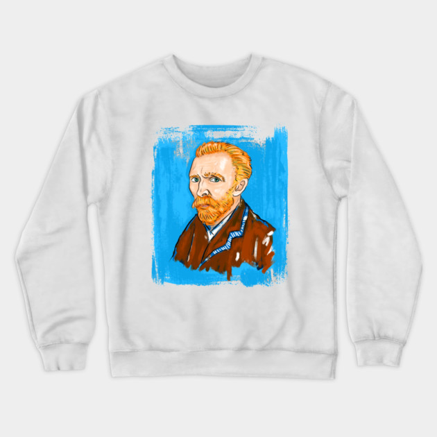 Post-Impressionist Style Bearded Van Gogh Portrait Illustration Crewneck Sweatshirt by denizko