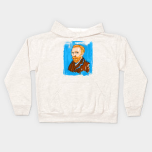Post-Impressionist Style Bearded Van Gogh Portrait Illustration Kids Hoodie