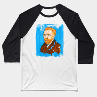 Post-Impressionist Style Bearded Van Gogh Portrait Illustration Baseball T-Shirt
