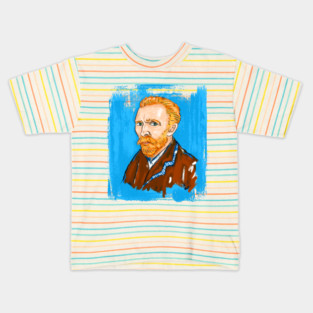 Post-Impressionist Style Bearded Van Gogh Portrait Illustration Kids T-Shirt