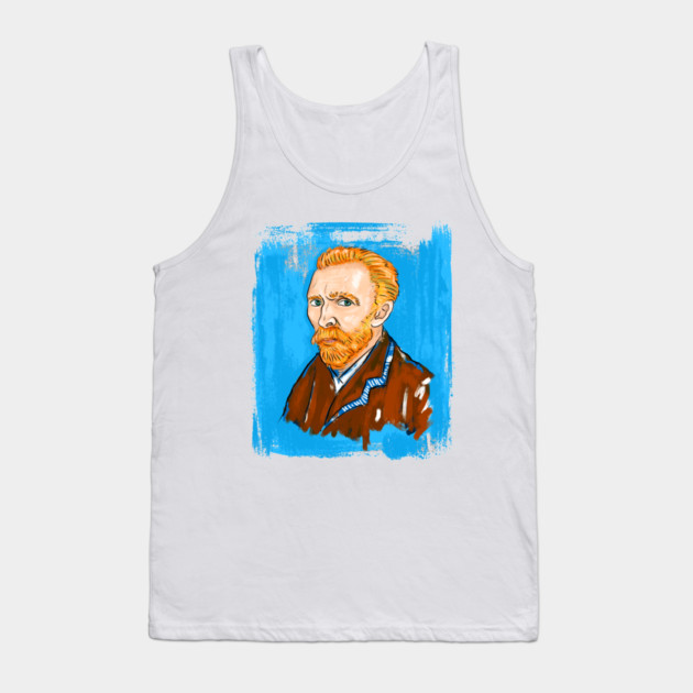 Post-Impressionist Style Bearded Van Gogh Portrait Illustration Tank Top by denizko