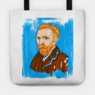 Post-Impressionist Style Bearded Van Gogh Portrait Illustration Tote