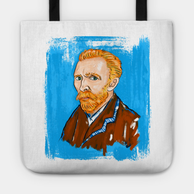 Post-Impressionist Style Bearded Van Gogh Portrait Illustration Tote by denizko
