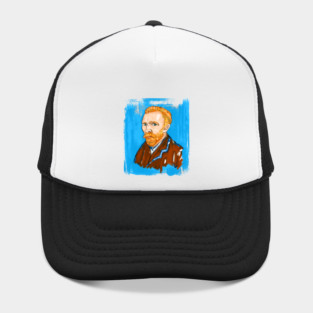 Post-Impressionist Style Bearded Van Gogh Portrait Illustration Hat