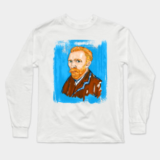 Post-Impressionist Style Bearded Van Gogh Portrait Illustration Long Sleeve T-Shirt
