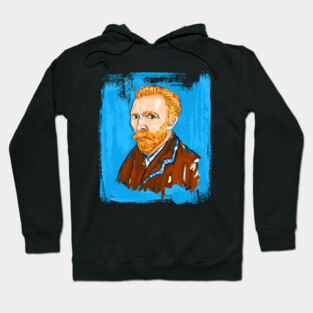 Post-Impressionist Style Bearded Van Gogh Portrait Illustration Hoodie