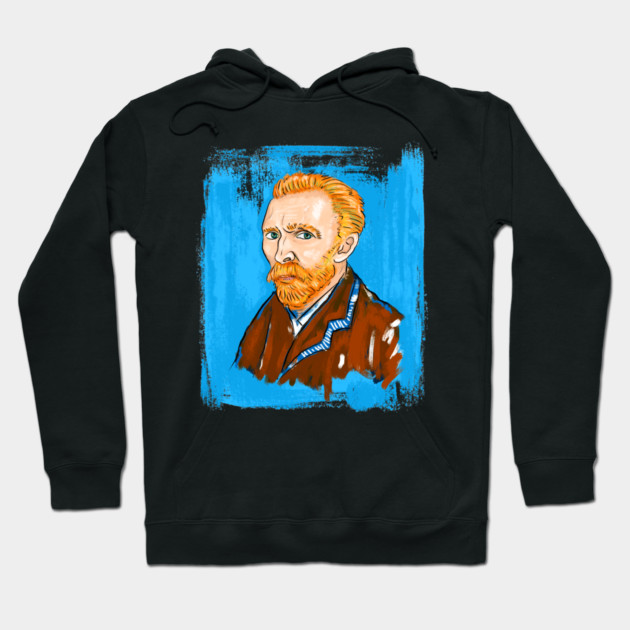 Post-Impressionist Style Bearded Van Gogh Portrait Illustration Hoodie by denizko