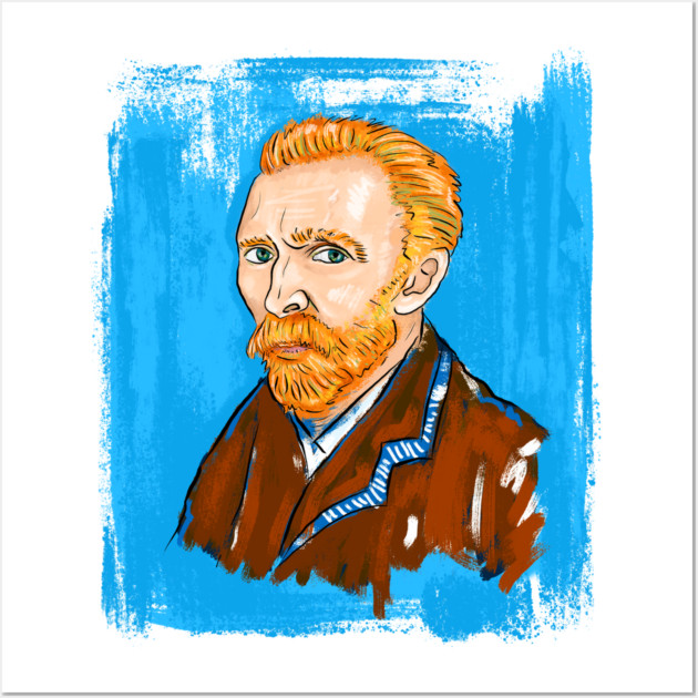 Post-Impressionist Style Bearded Van Gogh Portrait Illustration Wall Art by denizko