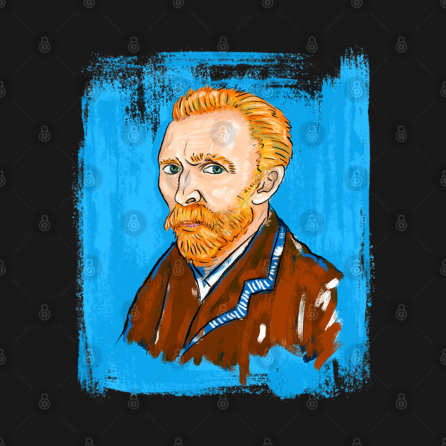 Post-Impressionist Style Bearded Van Gogh Portrait Illustration by denizko