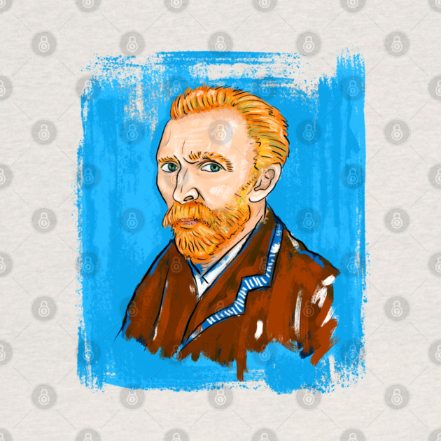 Post-Impressionist Style Bearded Van Gogh Portrait Illustration by denizko