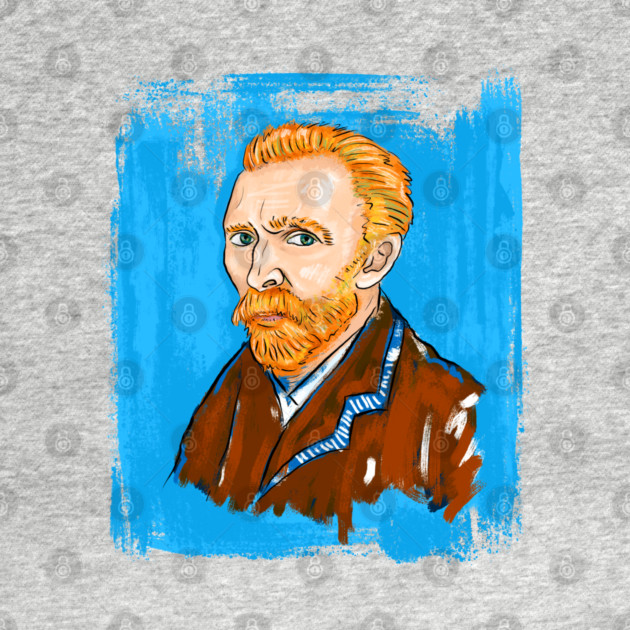 Post-Impressionist Style Bearded Van Gogh Portrait Illustration by denizko