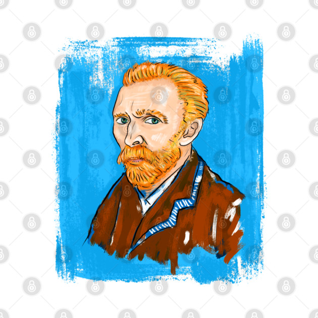 Post-Impressionist Style Bearded Van Gogh Portrait Illustration by denizko