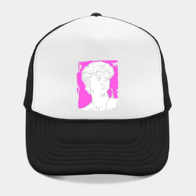 Classical Marble Bust Line Art Illustration – Pink Background by denizko