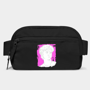 Classical Marble Bust Line Art Illustration – Pink Background Bag