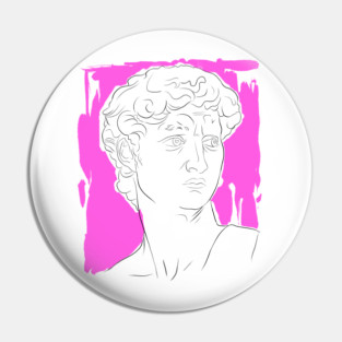 Classical Marble Bust Line Art Illustration – Pink Background Pin