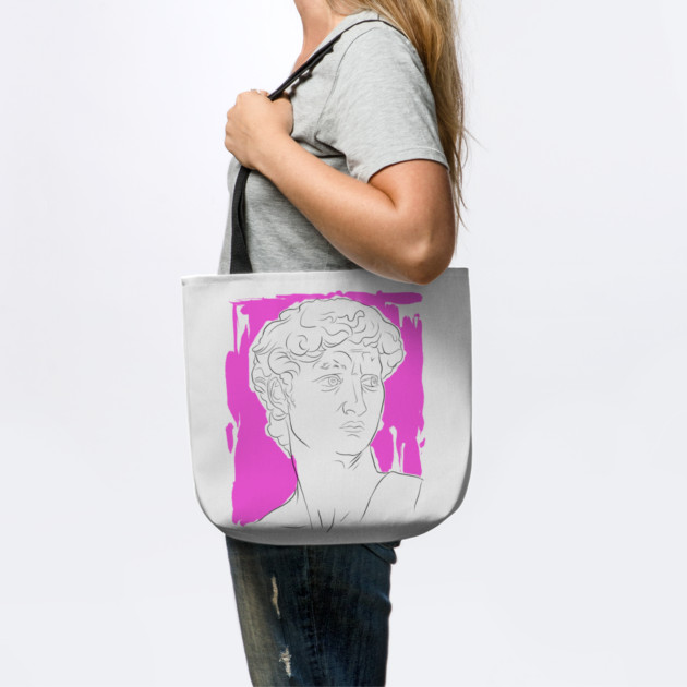 Classical Marble Bust Line Art Illustration – Pink Background by denizko