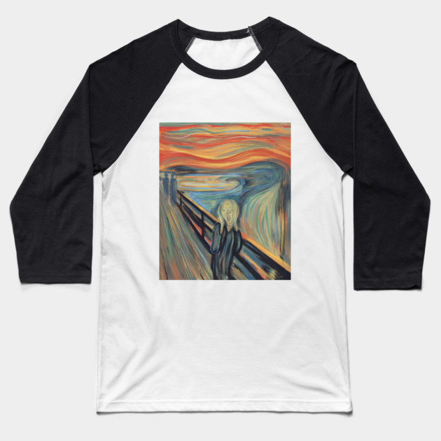 The Scream Expressionist Inspired Emotional Figure Illustration Baseball T-Shirt by denizko