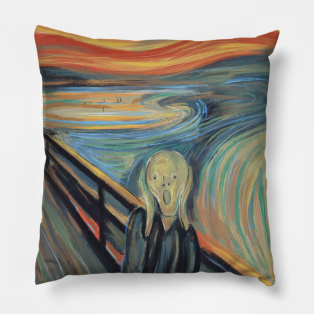 The Scream Expressionist Inspired Emotional Figure Illustration Pillow by denizko