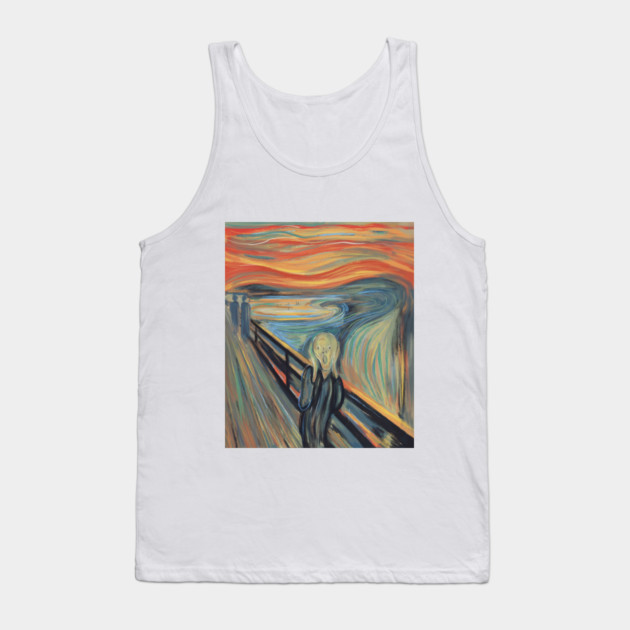 The Scream Expressionist Inspired Emotional Figure Illustration Tank Top by denizko