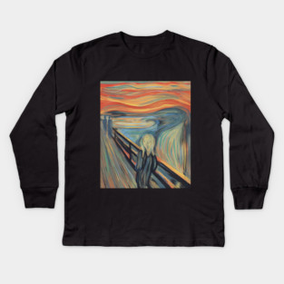 The Scream Expressionist Inspired Emotional Figure Illustration Kids Long Sleeve T-Shirt