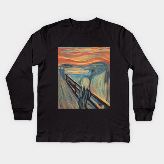 The Scream Expressionist Inspired Emotional Figure Illustration Kids Long Sleeve T-Shirt by denizko