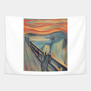 The Scream Expressionist Inspired Emotional Figure Illustration Tapestry
