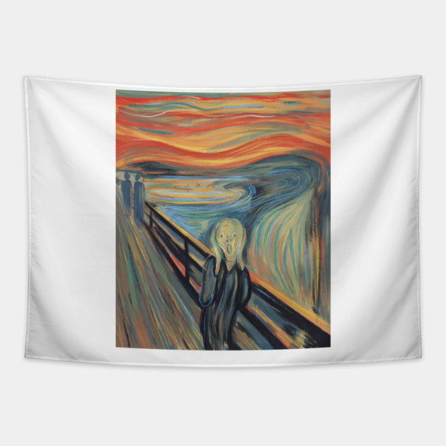 The Scream Expressionist Inspired Emotional Figure Illustration Tapestry by denizko