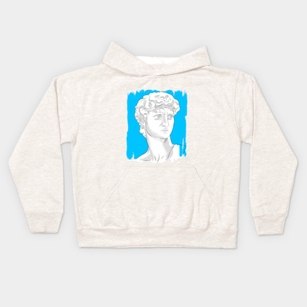 Classical Marble Bust Style Illustration – Blue Background Kids Hoodie by denizko