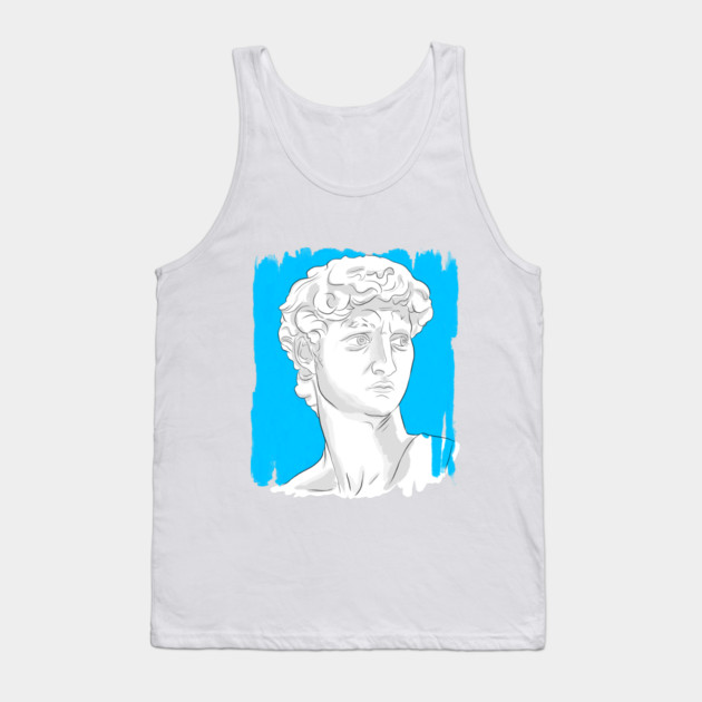 Classical Marble Bust Style Illustration – Blue Background Tank Top by denizko