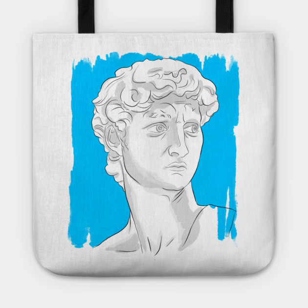 Classical Marble Bust Style Illustration – Blue Background Tote by denizko