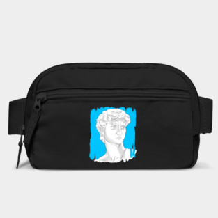 Classical Marble Bust Style Illustration – Blue Background Bag