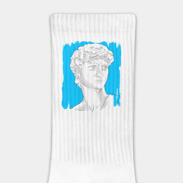 Classical Marble Bust Style Illustration – Blue Background by denizko