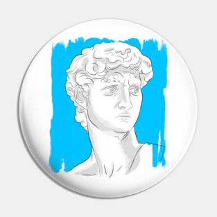 Classical Marble Bust Style Illustration – Blue Background Pin