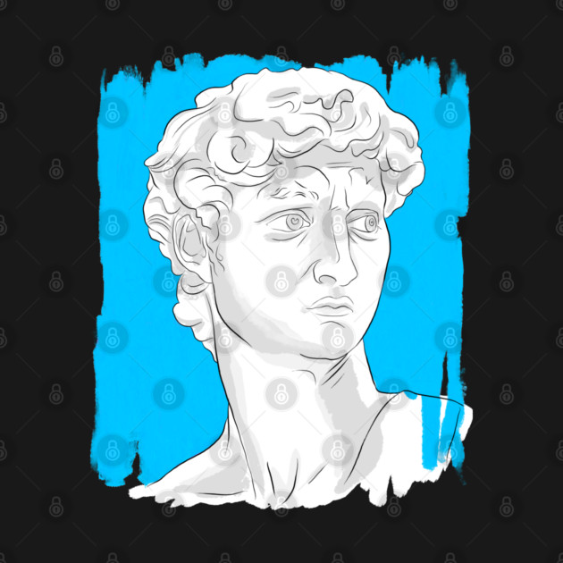Classical Marble Bust Style Illustration – Blue Background by denizko
