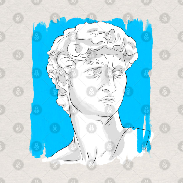 Classical Marble Bust Style Illustration – Blue Background by denizko