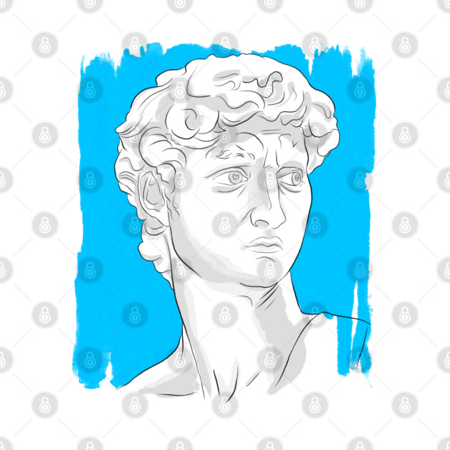 Classical Marble Bust Style Illustration – Blue Background by denizko