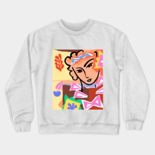 Colorful Abstract Face Illustration with Bold Shapes Crewneck Sweatshirt