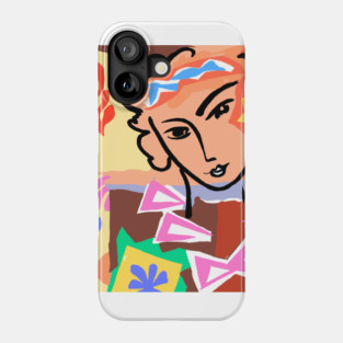 Colorful Abstract Face Illustration with Bold Shapes Phone Case