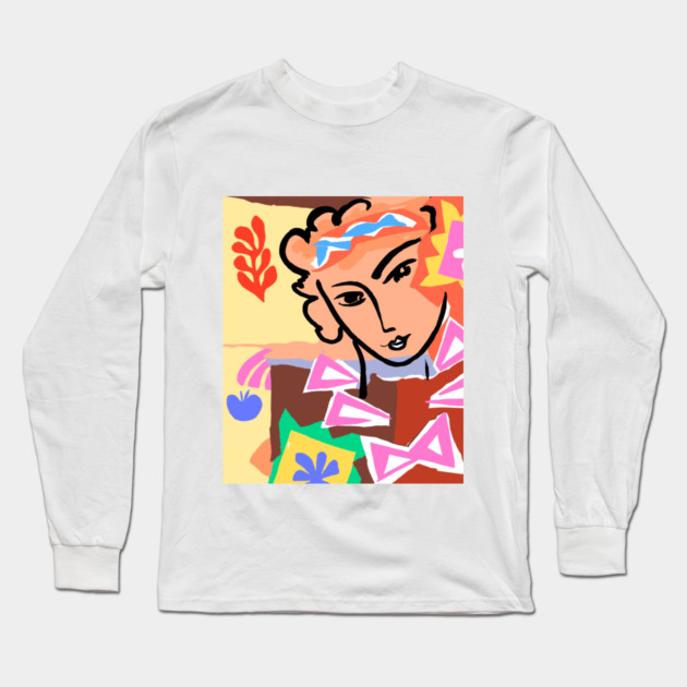 Colorful Abstract Face Illustration with Bold Shapes Long Sleeve T-Shirt by denizko