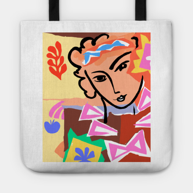 Colorful Abstract Face Illustration with Bold Shapes Tote by denizko