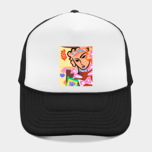 Colorful Abstract Face Illustration with Bold Shapes Hat