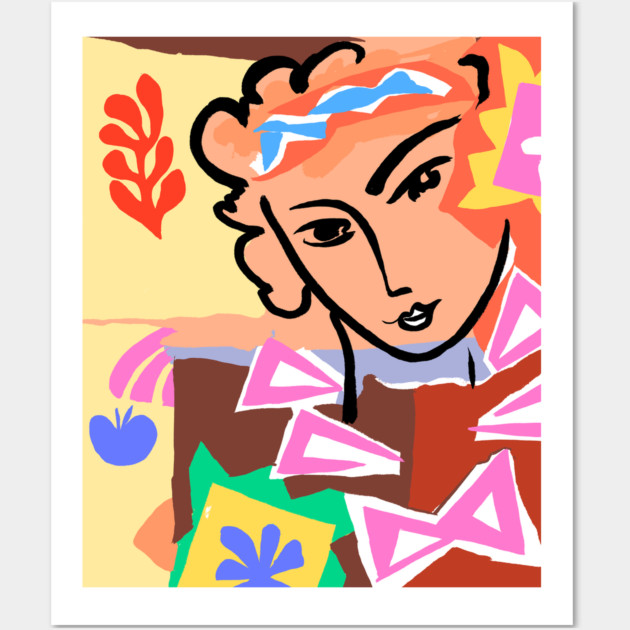 Colorful Abstract Face Illustration with Bold Shapes Wall Art by denizko