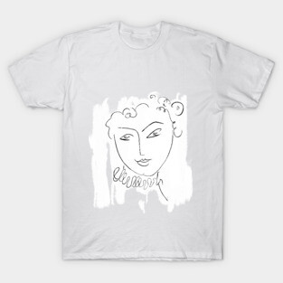 Minimal One Line Face Illustration T-Shirt
