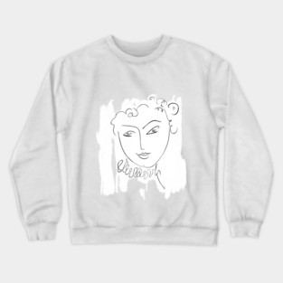 Minimal One Line Face Illustration Crewneck Sweatshirt