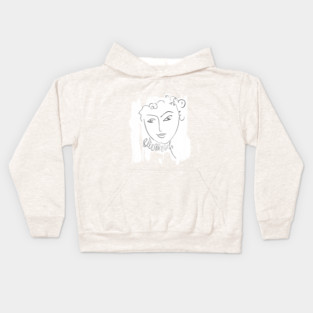 Minimal One Line Face Illustration Kids Hoodie