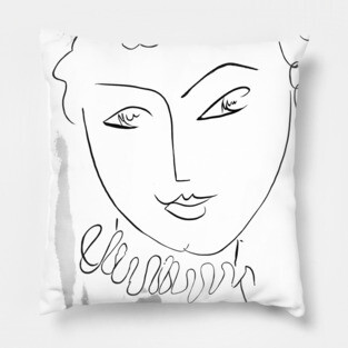 Minimal One Line Face Illustration Pillow