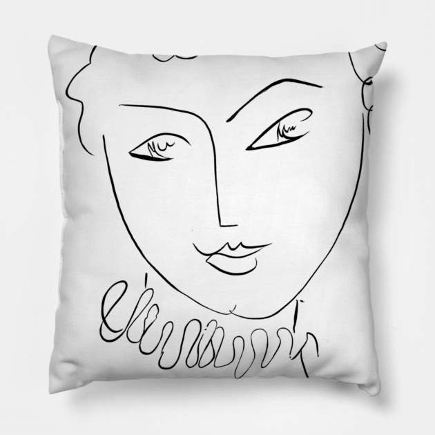 Minimal One Line Face Illustration Pillow by denizko