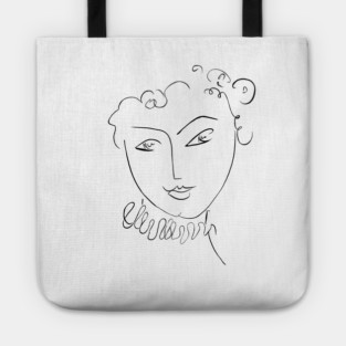 Minimal One Line Face Illustration Tote
